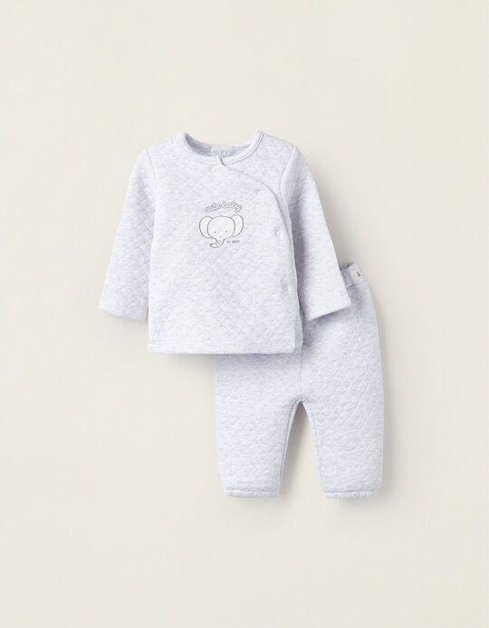 Pijama com Textura para Recém-Nascido 'Elefante', Cinza