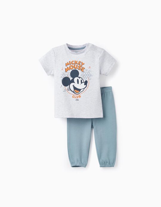 Cotton Pyjamas for Baby Boys 'Mickey', Gray/Blue