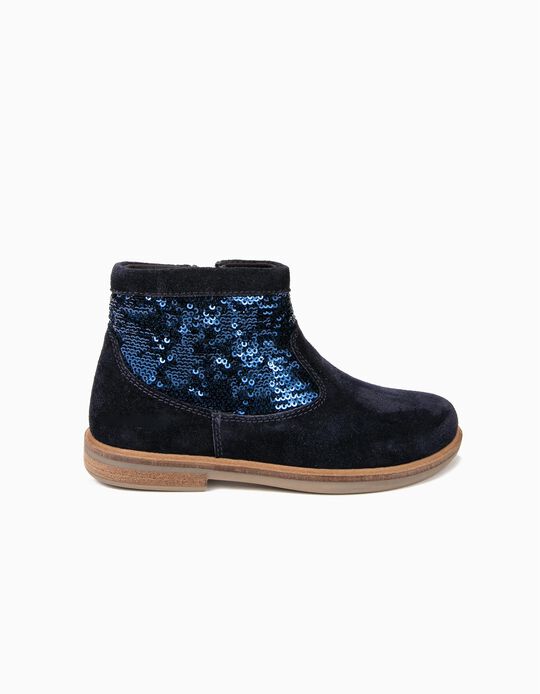 Suede Boots for Girls with Glitter, Blue