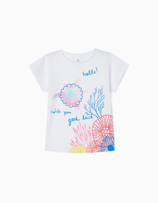T-Shirt for Girls 'Good Luck', White