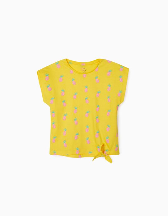 T-Shirt for Girls 'Pineapple', Yellow