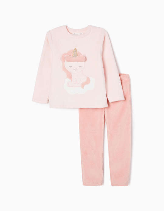 Coral Fleece Pyjamas for Girls 'Unicorn', Pink