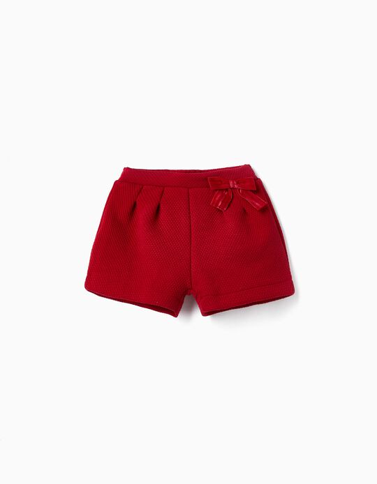 Knitted Shorts with Bow for Baby Girls, Red