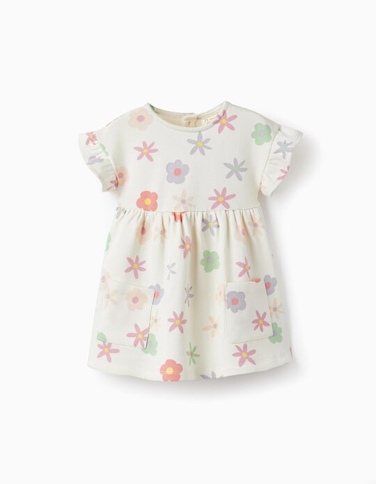 Cotton Dress for Baby Girls 'Floral', White