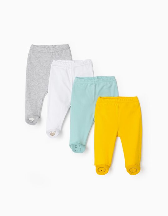 4 Pantalons à Pieds Bébé 'Animals', Multicolore