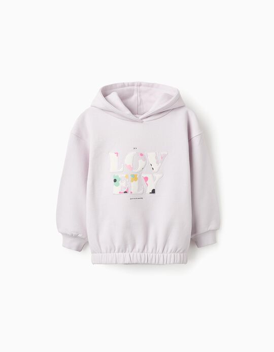 Buy Online Cotton Hooded Sweatshirt for Girls 'Lovely', Lilac