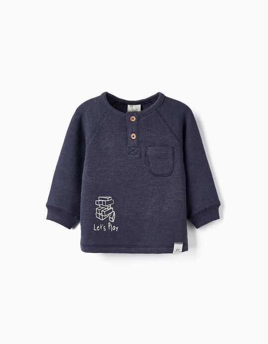 Sweatshirt for Baby Boy 'Let's Play', Dark Blue