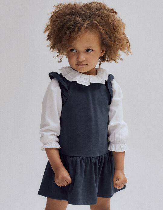 Sleeveless A-line Dress for Baby Girls, Dark Blue
