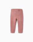 Ribbed Knit Leggings with Bow for Baby Girls, Pink
