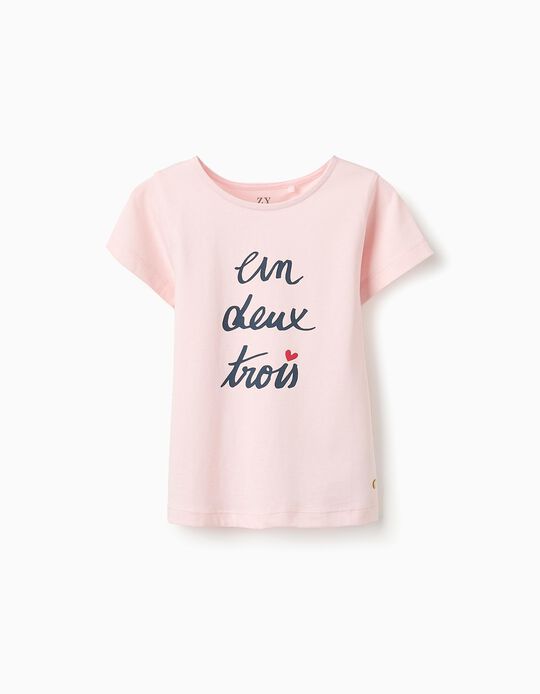 Comprar Online T-shirt de Algodão para Menina '123', Rosa