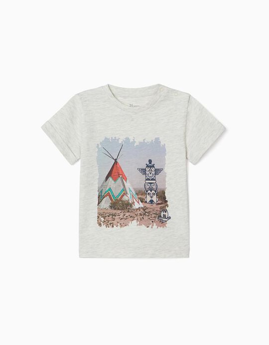 T-Shirt for Baby Boys 'Tent', Marl Grey