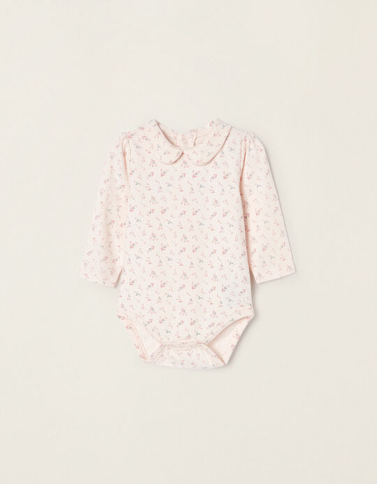 Floral Long Sleeve Bodysuit for Newborn Baby Girls, Pink