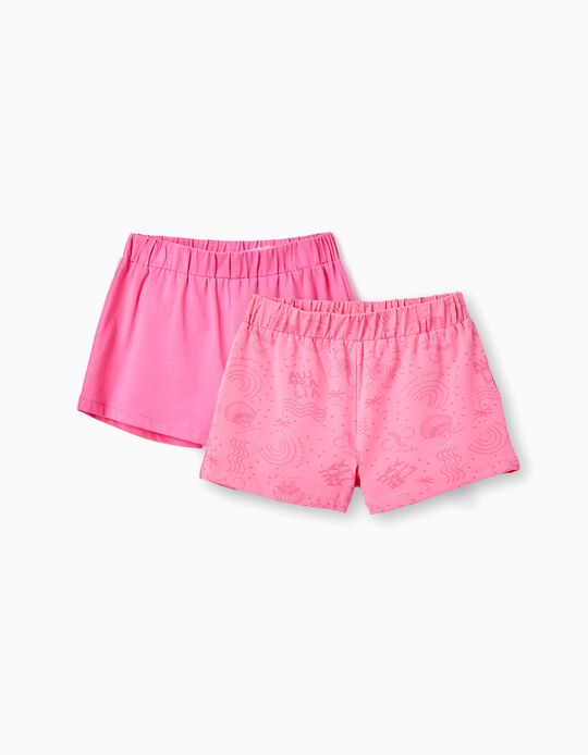 2 Shorts de Algodón para Niña 'Australia', Rosa