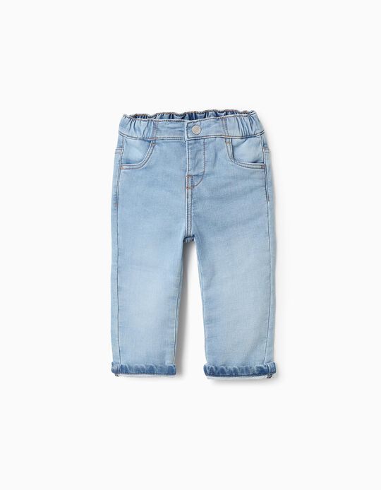 Buy Online Slim Fit Denim Trousers for Baby Boys, Light Blue