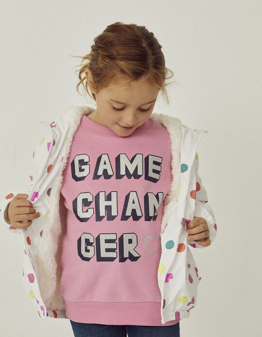 Brushed Cotton Sweatshirt for Girls 'Game Changer', Pink