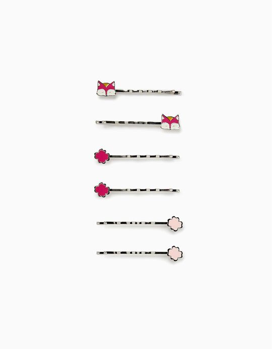 6-Pack Hair Pins for Babies and Girls 'Cloves & Fox', Pink