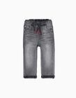 Cotton Sporty Jeans for Baby Boys, Grey