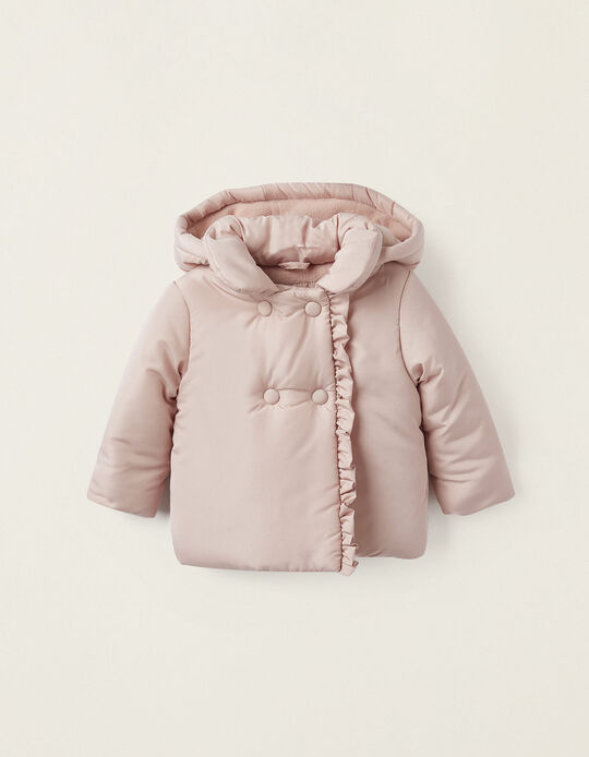 Padded Hooded Jacket for Newborn Girls, Pink
