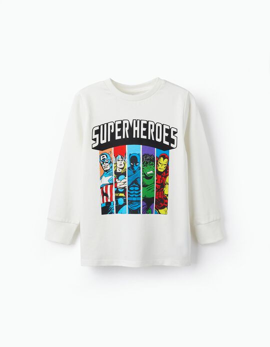 Comprar Online T-shirt em Algodão para Menino 'Super Heroes', Branco