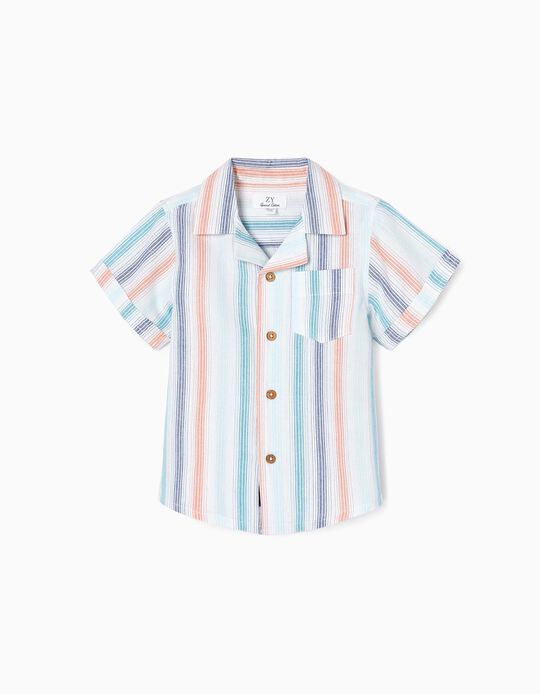 Striped Cotton Shirt for Baby Boys, Multicoloured