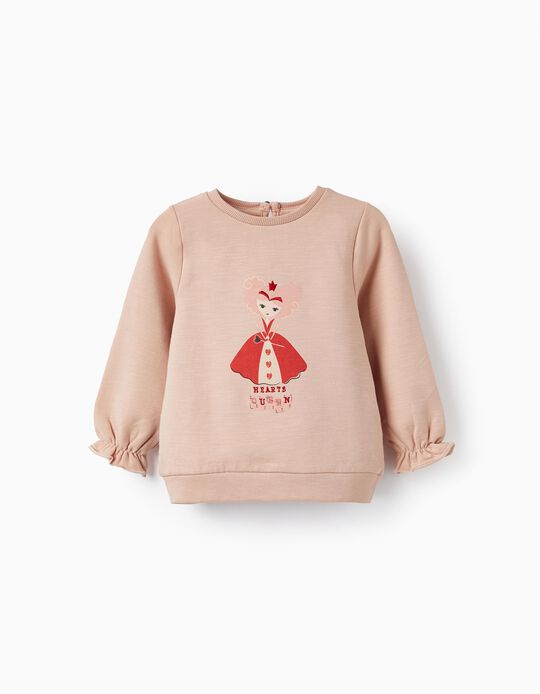 Cotton Sweatshirt for Baby Girls 'Hearts Queen', Pink