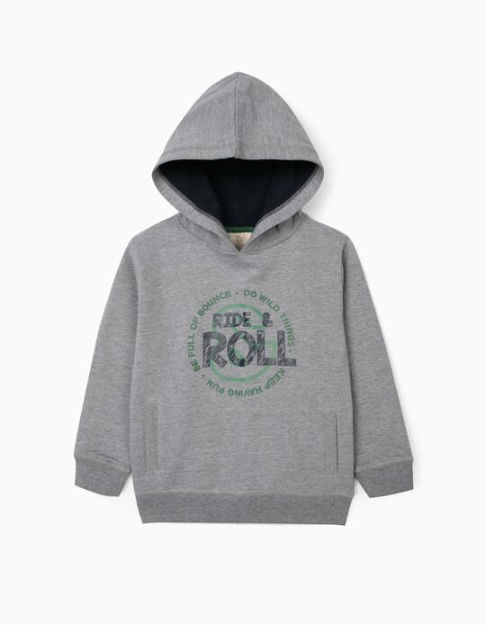 Ride & Roll' Hooded Sweatshirt for Boys, Grey