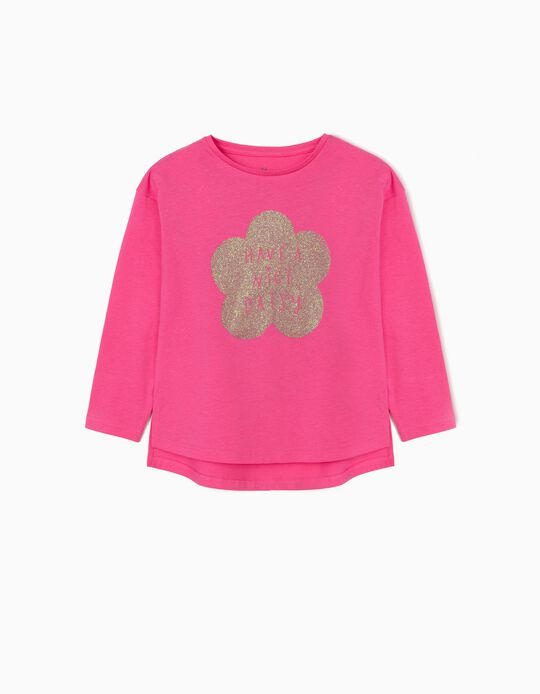 Long Sleeve Top for Girls, 'Daisy', Pink