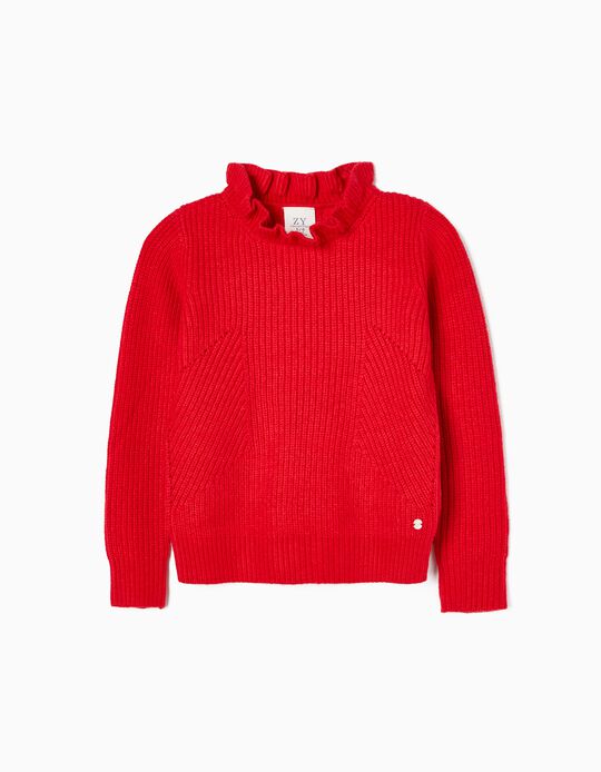 Pull Grosse Maille Fille, Rouge