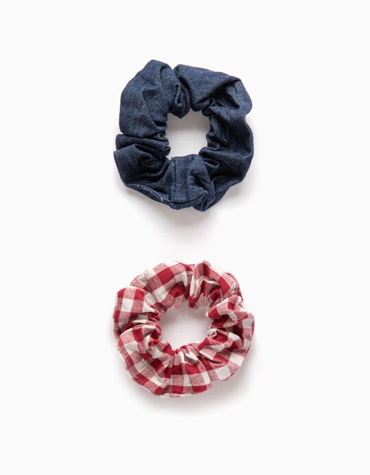 2 Scrunchies for Girls, Blue/Red