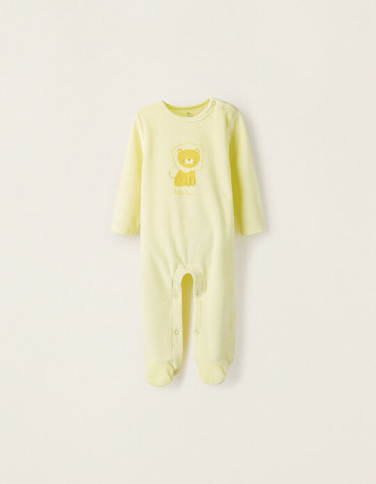 Babygrow in Velvet for Baby Girls 'Little Lion', Yellow
