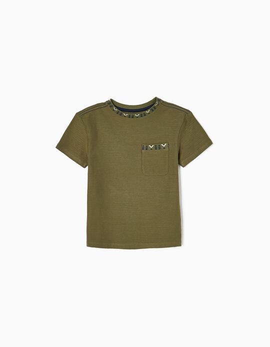 T-Shirt avec Jacquard Garçon, Vert