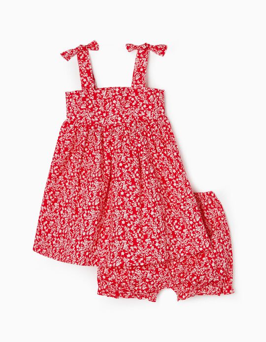 Dress + Bloomers for Baby Girls 'Flowers', Red