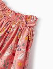 Buy Online Cotton Skirt with Floral Pattern for Girls, Coral
