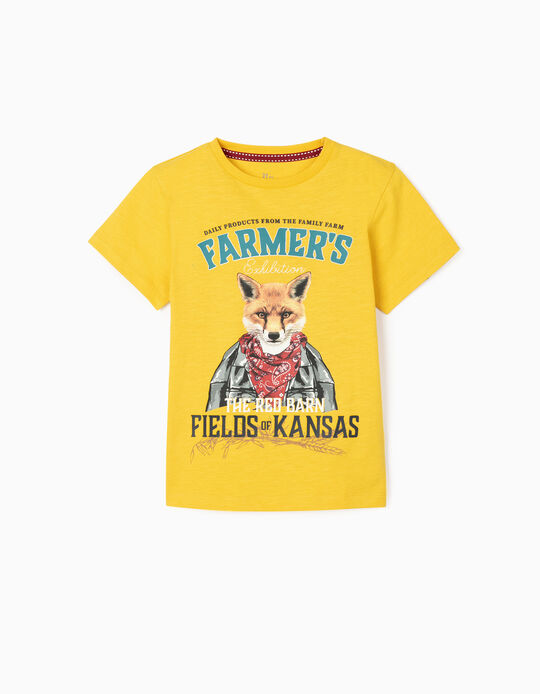 T-shirt for Boys, 'The Red Barn', Yellow