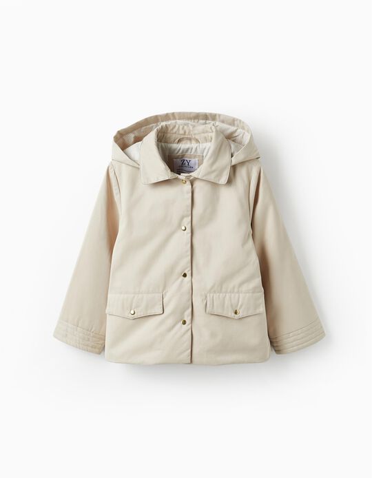 Padded Parka with Hood for Girls, Beige