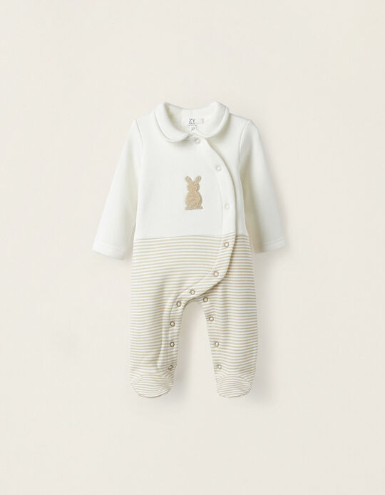 Babygrow for Newborn 'Rabbit', White/Beige