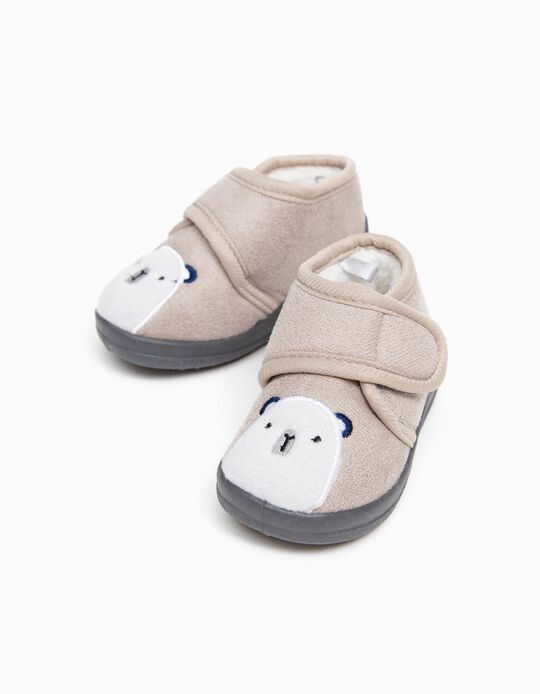 Slippers for Baby Boys 'Bear', Grey