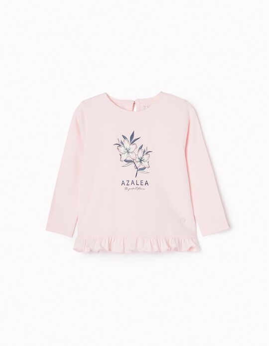 Long Sleeve Cotton T-shirt for Baby Girls 'azalea', Pink