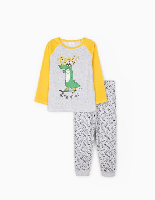 Velour Pyjamas for Boys 'Cool', Grey/Yellow