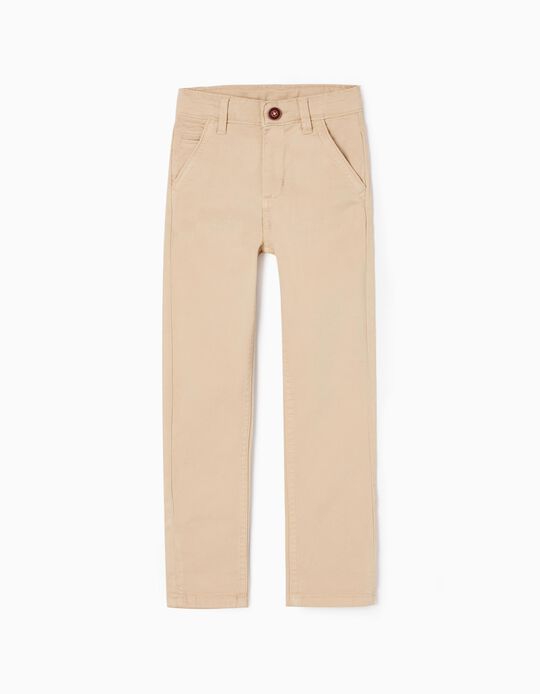 Cotton Chino Trousers for Boys 'Skinny Fit', Beige