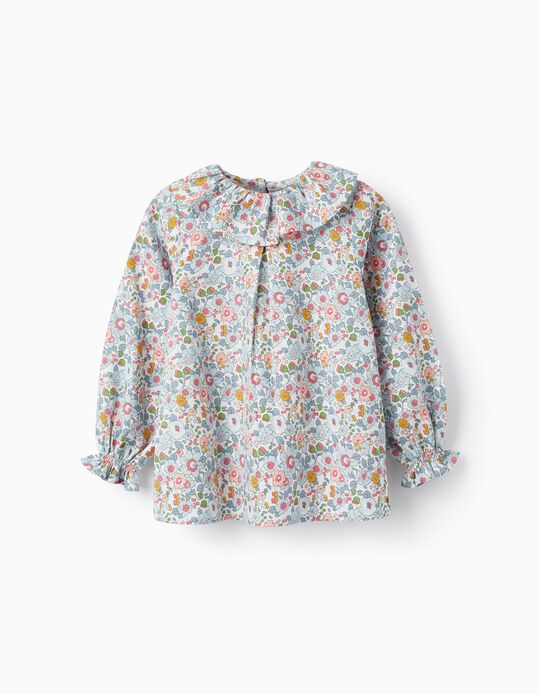 Floral Long Sleeve T-shirt for Girls, Blue