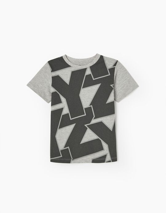 T-shirt de Algodão para Menino 'ZY', Cinza