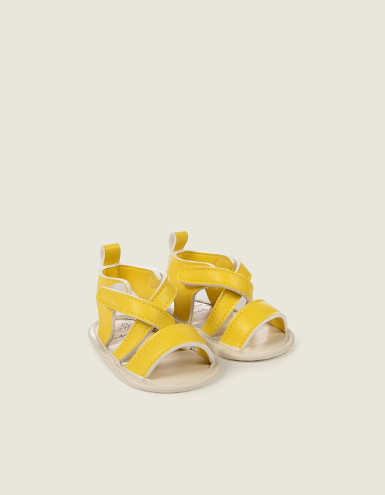 Sandálias para Recém-Nascida com Tiras Cruzadas, Amarelo