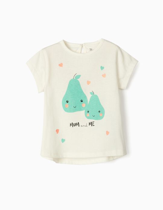 T-Shirt para Bebé Menina ‘Mum and Me’, Branco
