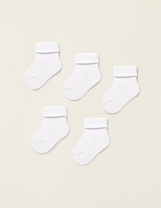 Comprar Online Pack 5 Pares de Meias com Dobra para Bebé, Branco