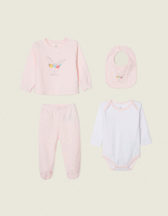 4-Piece Set for Baby Girls 'Little Bunny', Pink