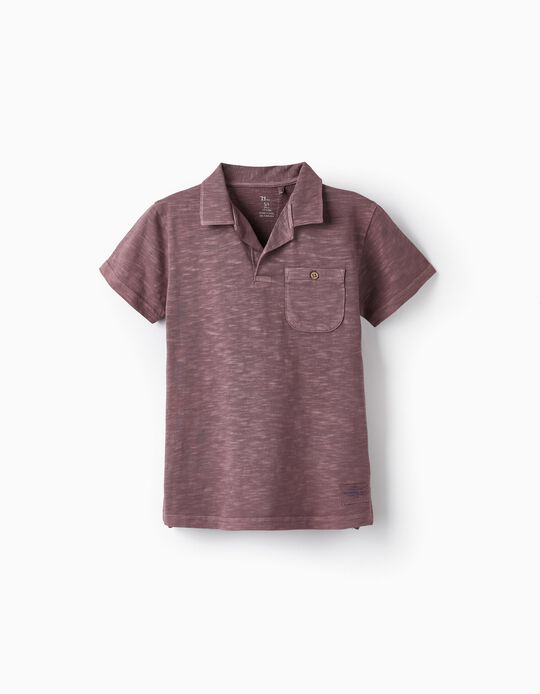 Short Sleeve Cotton Jersey Polo, Purple