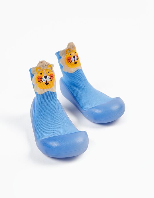 Calcetines con Suela de Goma Steppies para Bebé Niño 'León', Azul