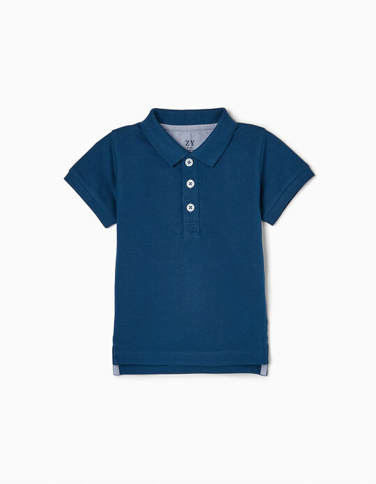 Piqué Polo-Shirt for Baby Boys, Dark Blue 