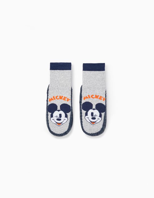 Sock-Slippers for Boys 'Mickey', Gray/Dark Blue